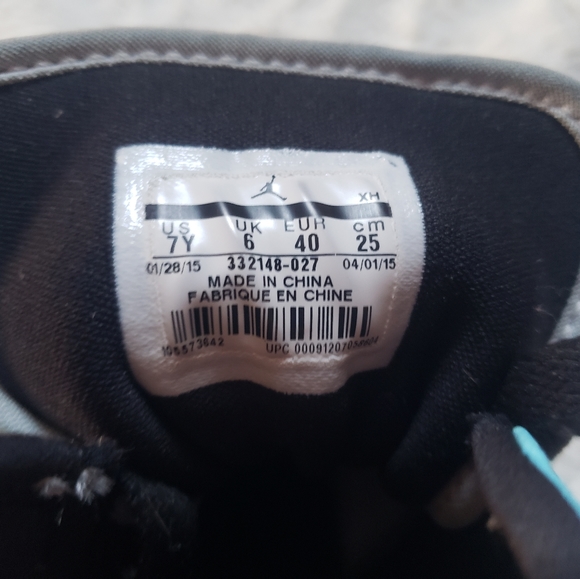 Nike 2015 AIR JORDAN 1 MID GS TIDE POOL SZ 7Y 332148 BABY BLUE GREY MID SNEAKER - Picture 9 of 12